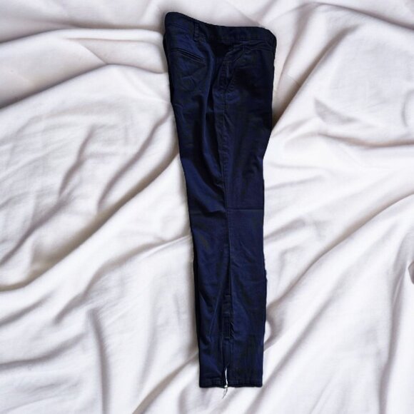Vintage EXPRESS ( 8 ) Women's Navy Blue Ankle Zip Straight Leg Trousers - Picture 3 of 7